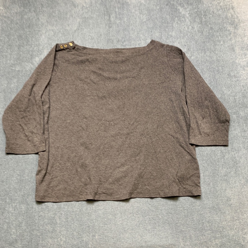 Jones New York Sport Blouse Top Womens 1X Black Knitted 3/4 Sleeve Pullover